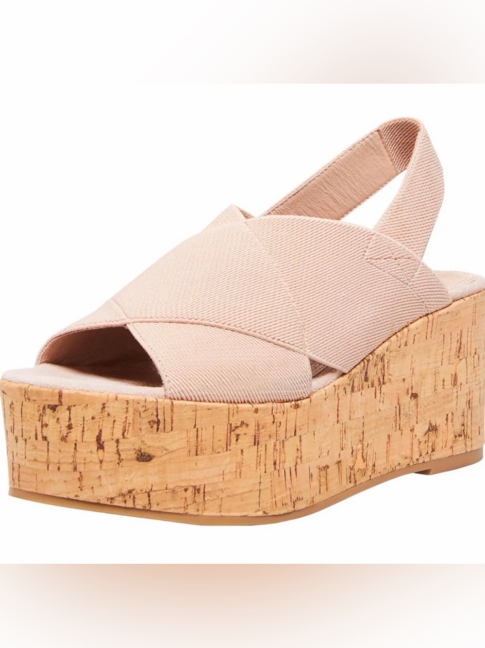 🆕 STEVE MADDEN Caly Cork Platform Wedge Sandals in Nude Womens Size 10 NWT